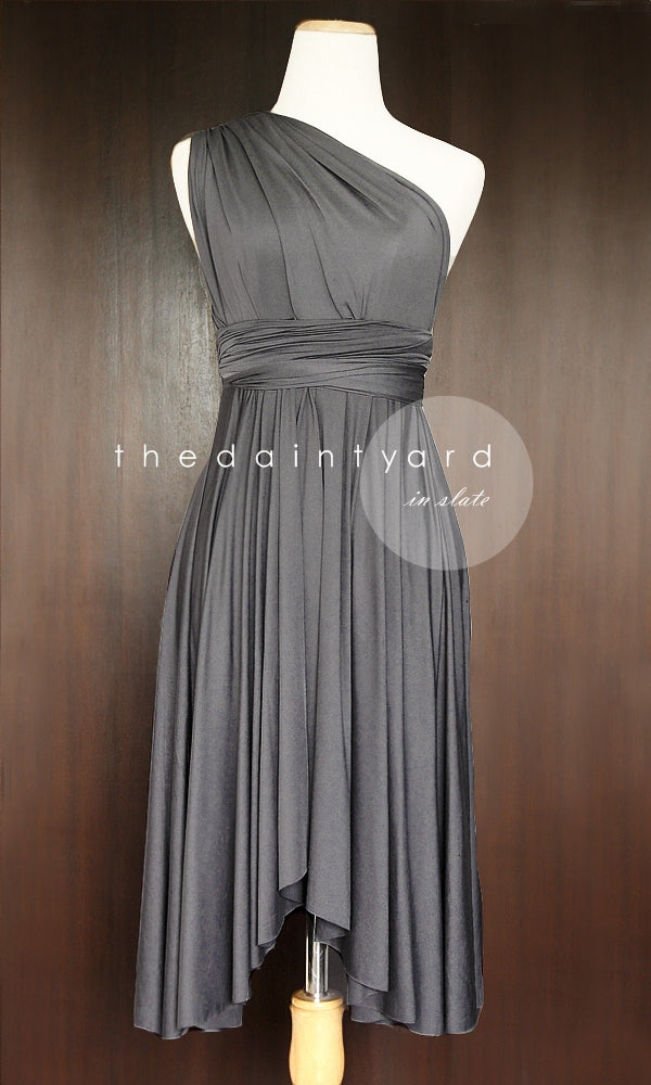 Short Bridesmaid Dress Charcoal Grey