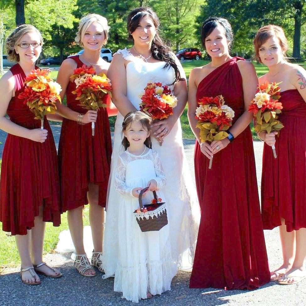 Wine red short bridesmaid hot sale dresses